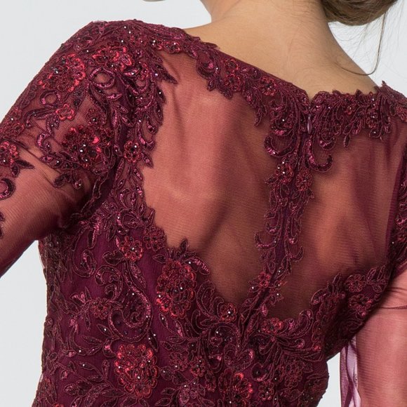 Lace Bodice V-Neck A-Line Prom Dress GSGL2825 - Picture 4 of 9